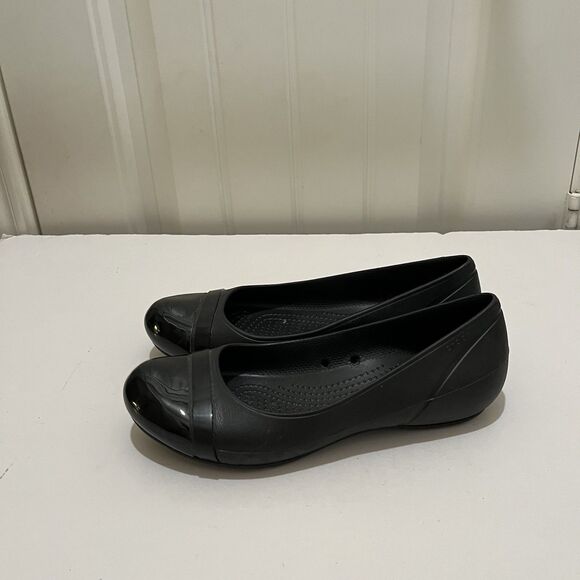 Crocs Gianna Alice Black cap Toe Ballet Flats Slip Ons Womens Size 8 - Picture 3 of 11